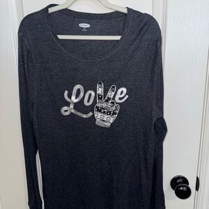 Old Navy Charcoal Ribbed Long Sleeve Tee